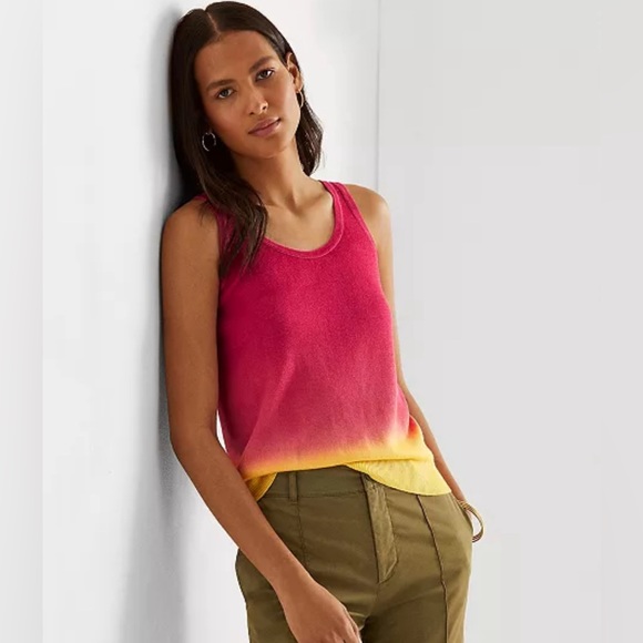 Ralph Lauren Tops - Ralph Lauren Dip-Dyed Sleeveless Sweater NWT Size M GIFTABLE ! Hot Pink & Yellow